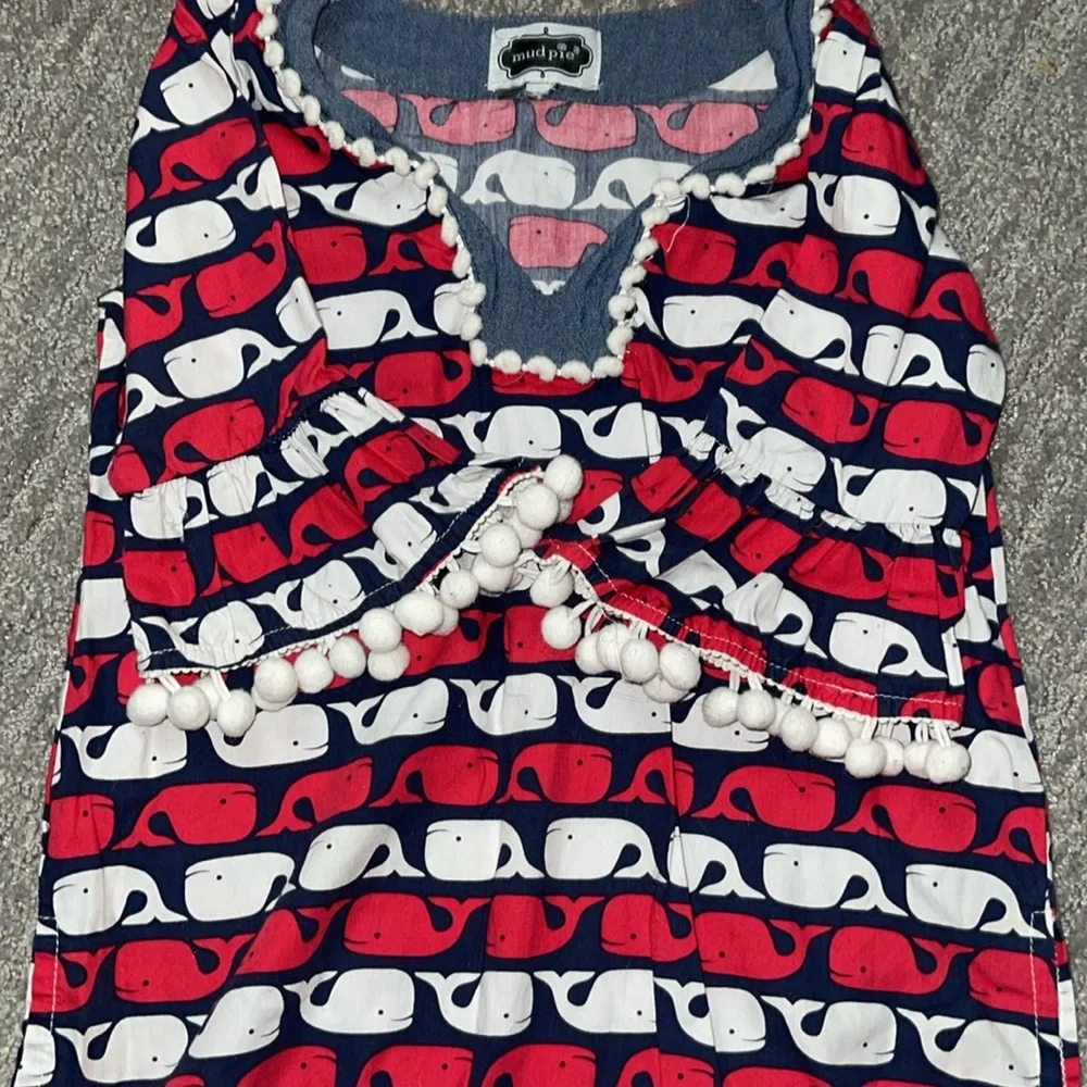 Mud Pie Red and White Whale Print dress - Picture 5 of 5